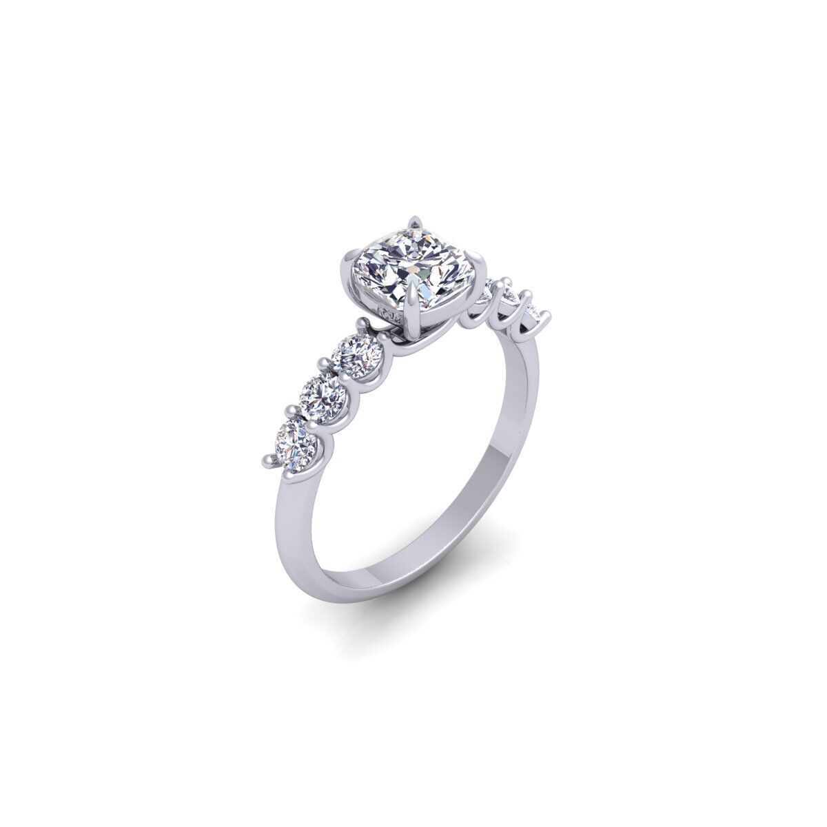 Round Engagement Diamond Ring 3d Model and Render  3D print model_8