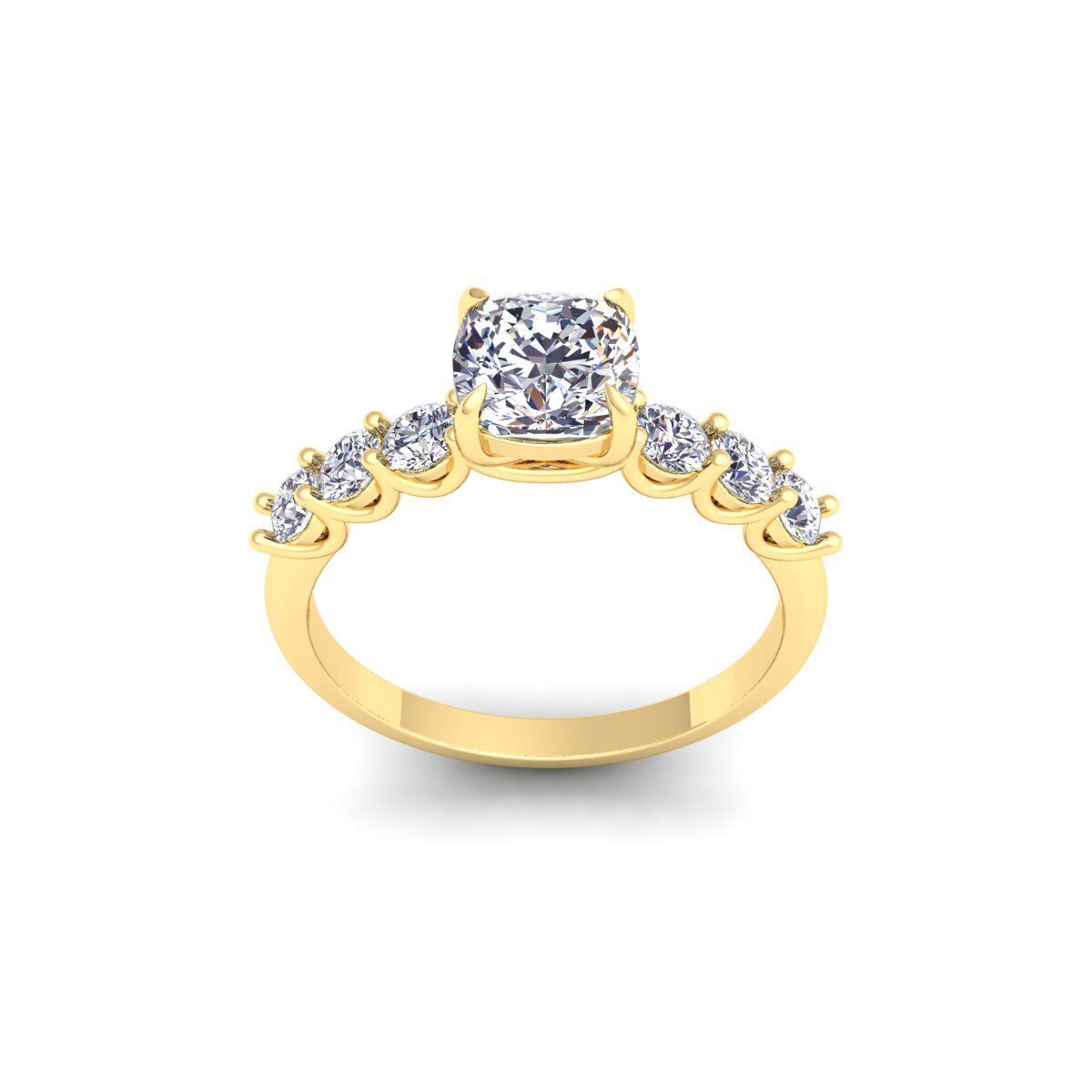 Round Engagement Diamond Ring 3d Model and Render  3D print model_1