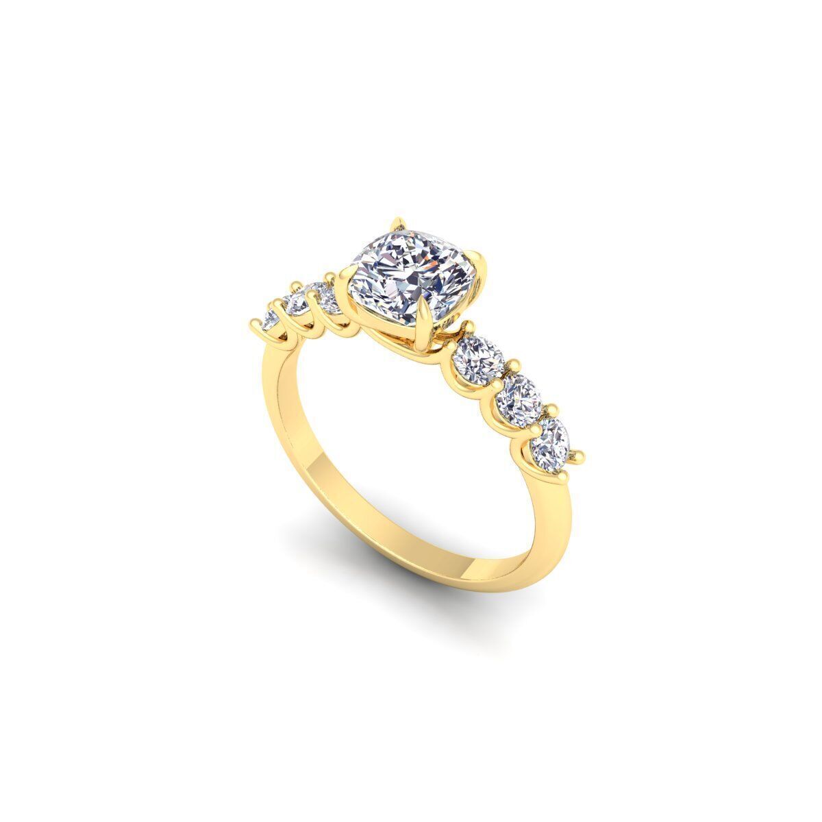 Round Engagement Diamond Ring 3d Model and Render  3D print model_9