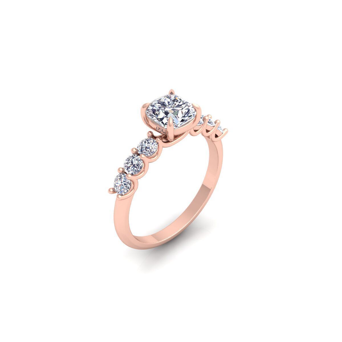 Round Engagement Diamond Ring 3d Model and Render  3D print model_7