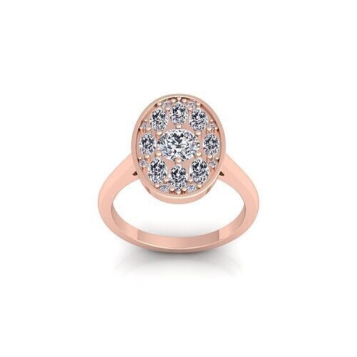 Oval Shape Small Diamond Ring 3d Model and Render 3D print model