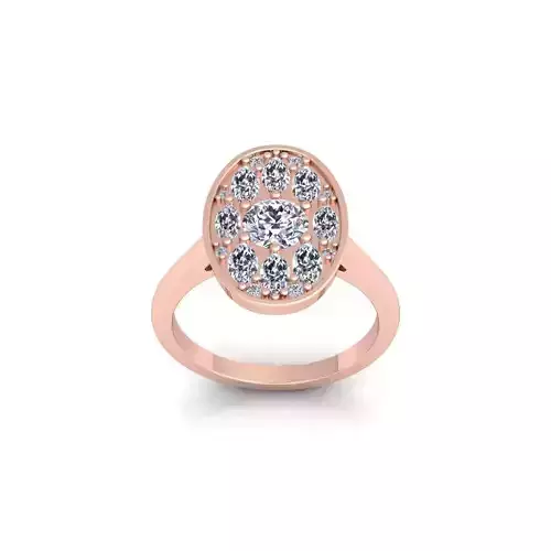 Oval Shape Small Diamond Ring 3d Model and Render