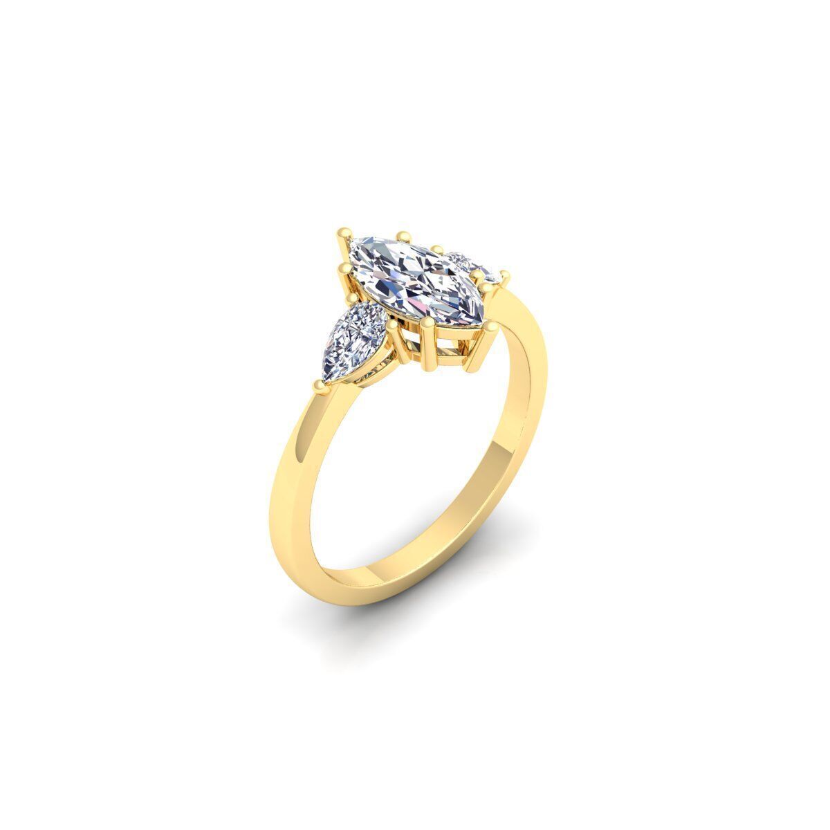 3 Stone diamond Ring 3d Model and Render  3D print model_6