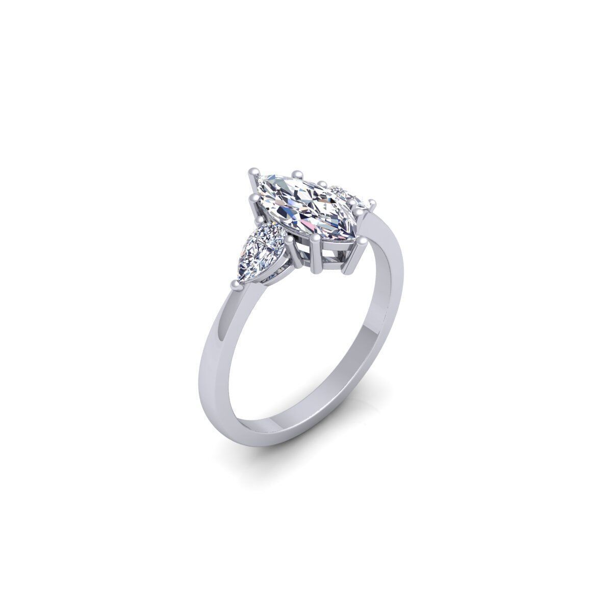 3 Stone diamond Ring 3d Model and Render  3D print model_8