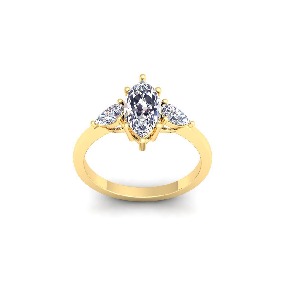 3 Stone diamond Ring 3d Model and Render  3D print model_1