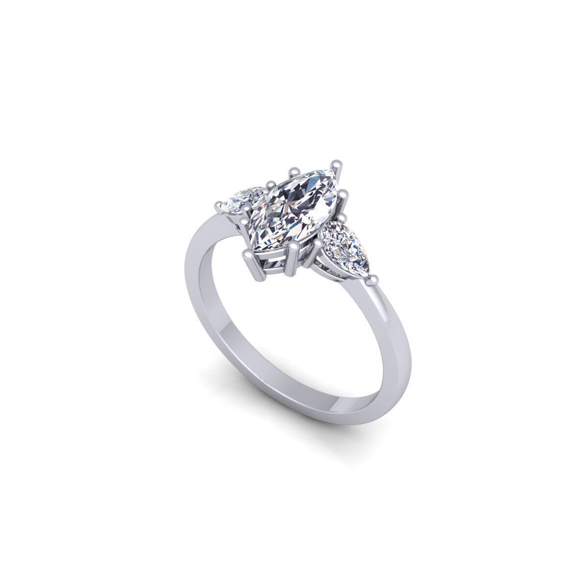 3 Stone diamond Ring 3d Model and Render  3D print model_11