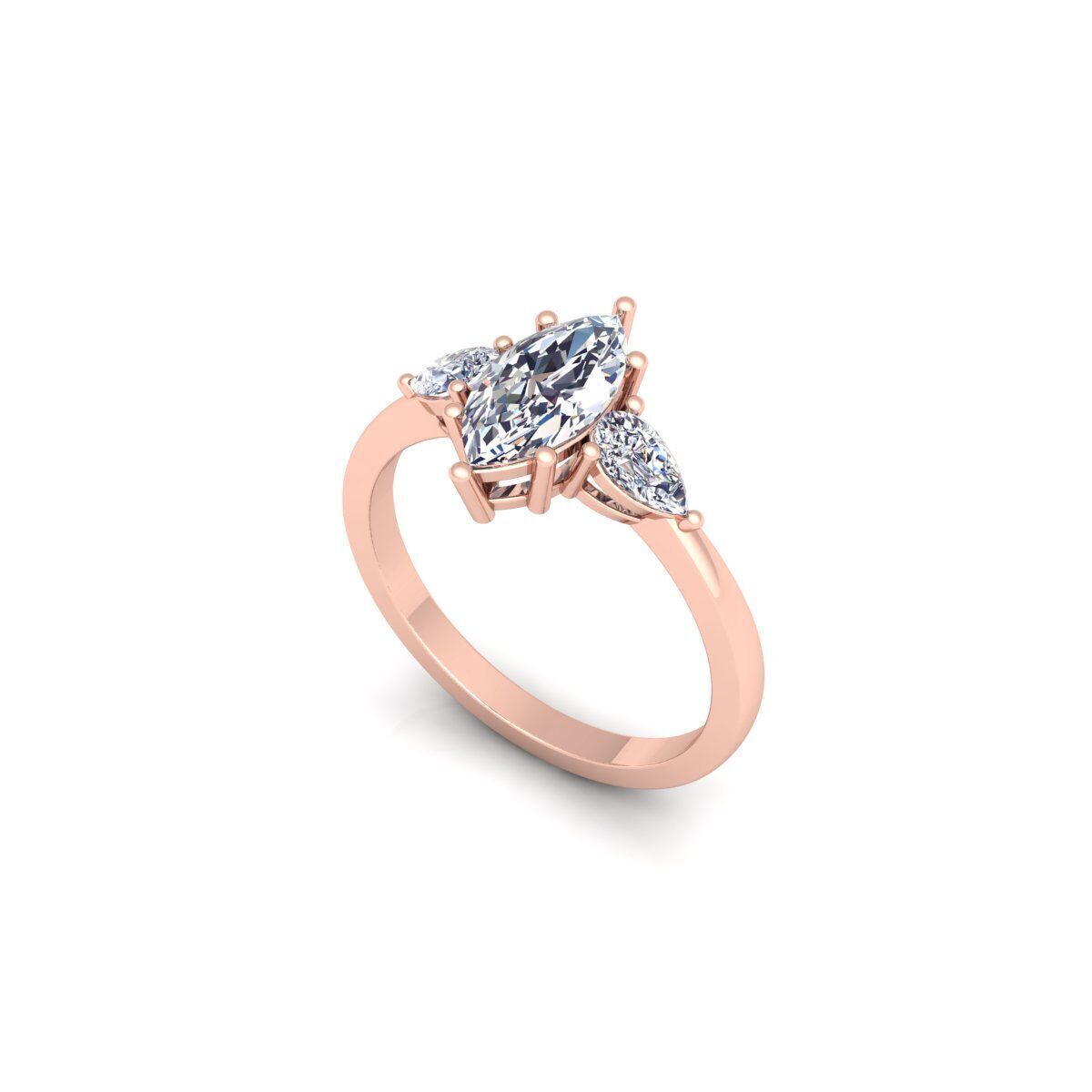 3 Stone diamond Ring 3d Model and Render  3D print model_10