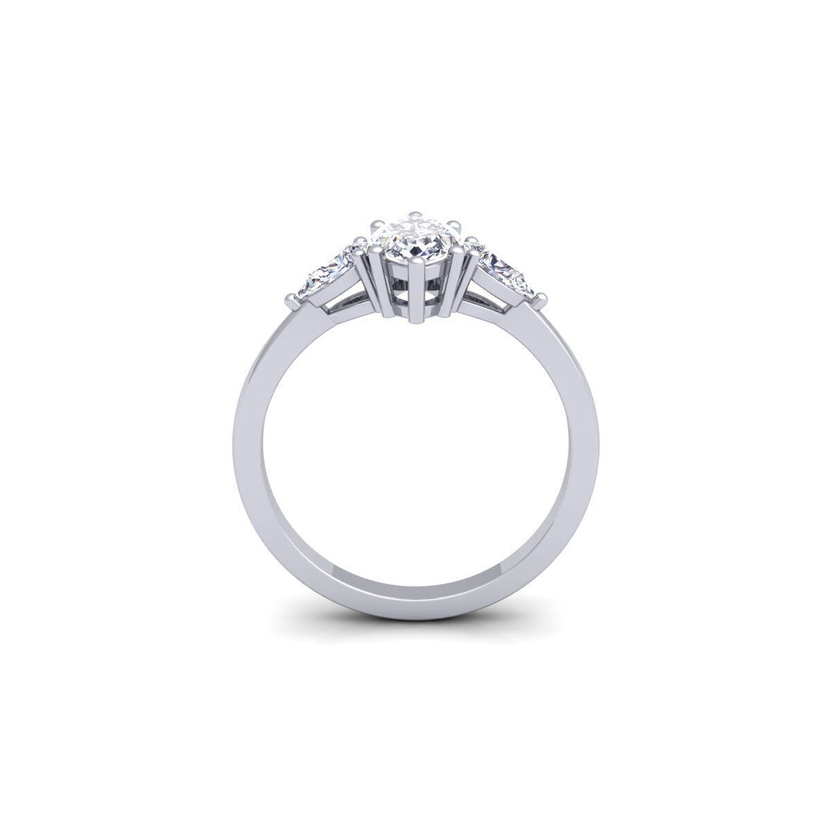 3 Stone diamond Ring 3d Model and Render  3D print model_5