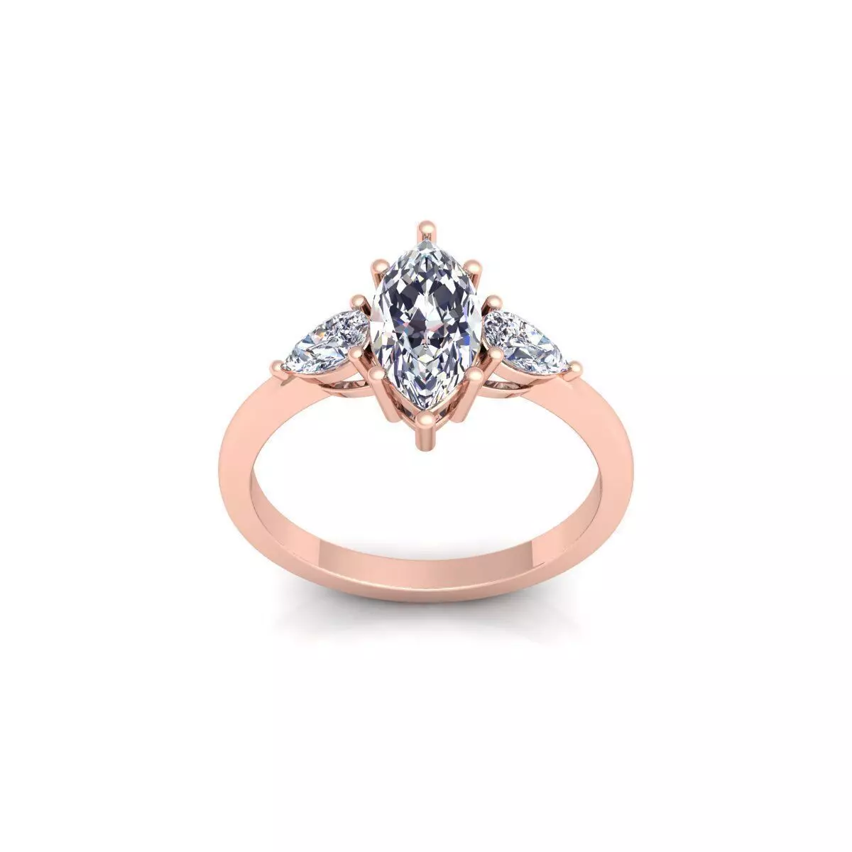 3 Stone diamond Ring 3d Model and Render  3D print model_0