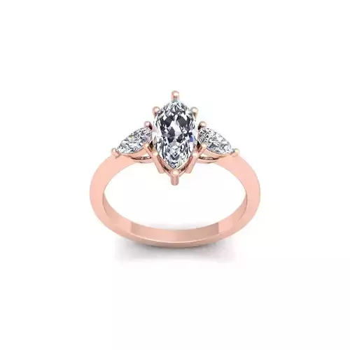 3 Stone diamond Ring 3d Model and Render 