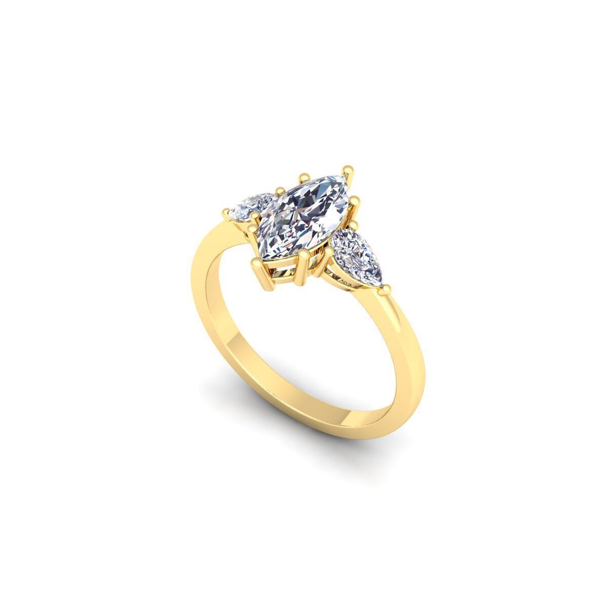 3 Stone diamond Ring 3d Model and Render  3D print model_9