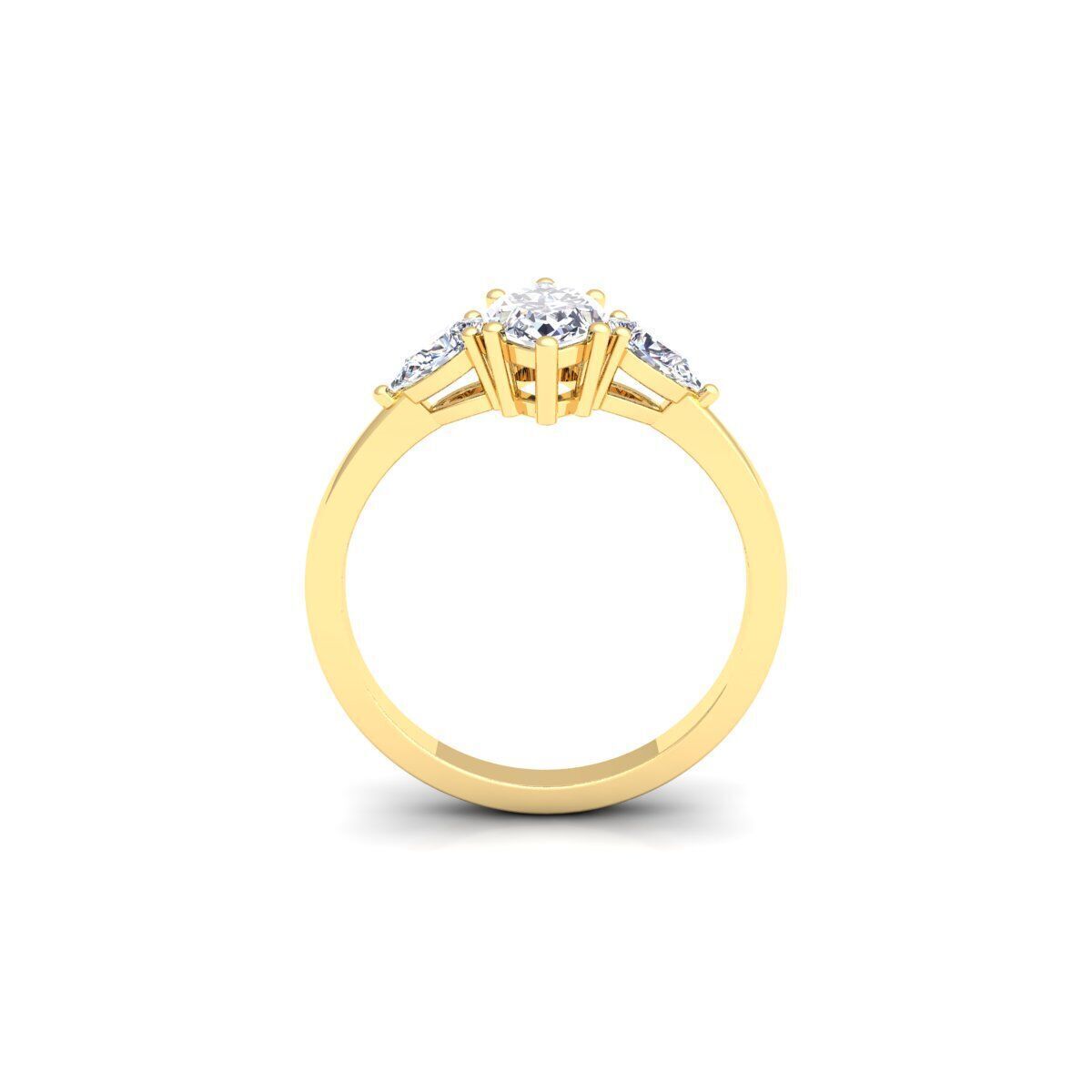 3 Stone diamond Ring 3d Model and Render  3D print model_3