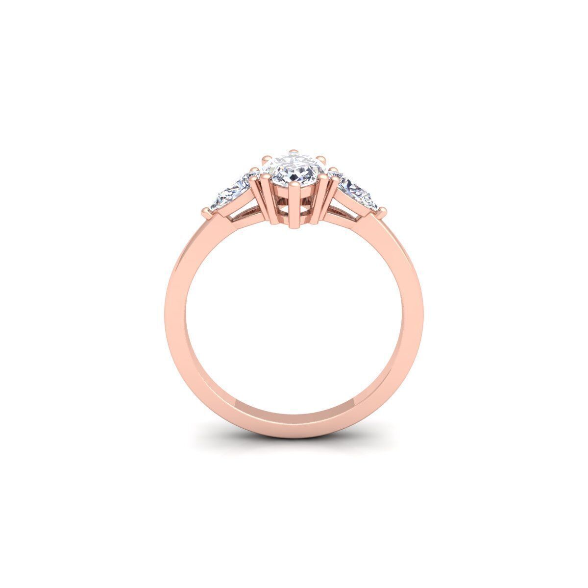 3 Stone diamond Ring 3d Model and Render  3D print model_4