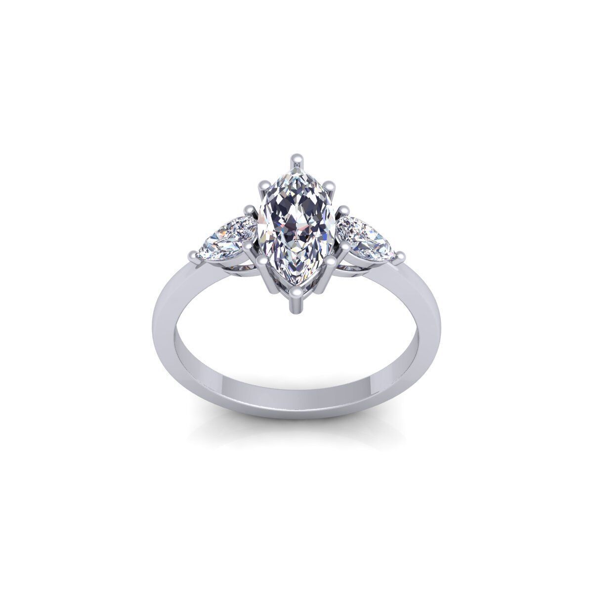3 Stone diamond Ring 3d Model and Render  3D print model_2