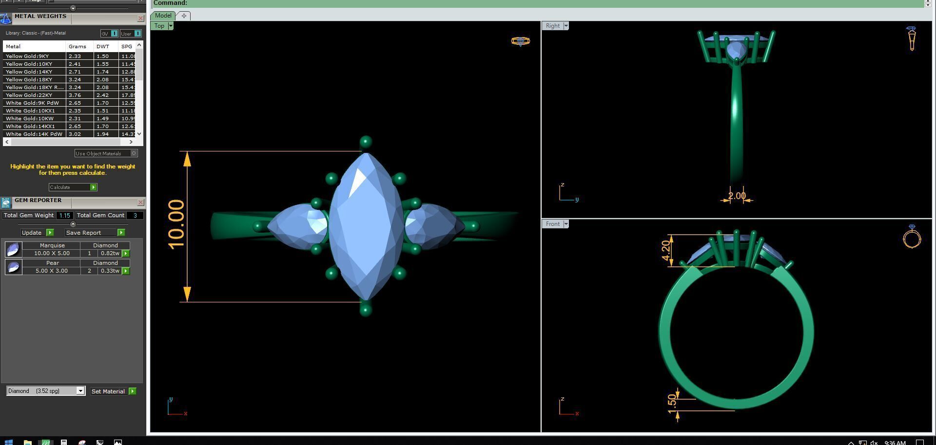 3 Stone diamond Ring 3d Model and Render  3D print model_12