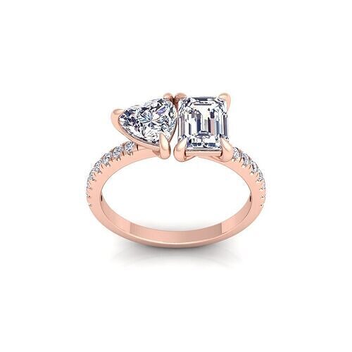 2 Stone Engagement Ring 3d Model and Render  3D print model