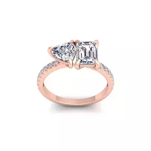 2 Stone Engagement Ring 3d Model and Render  3D print model
