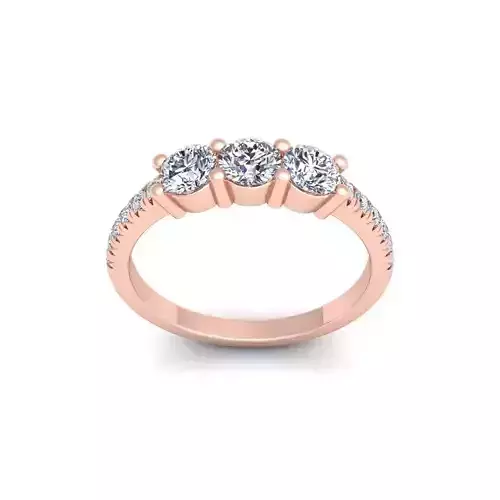 3 Stone Diamond with shank Stone Ring 3d Model and Render 