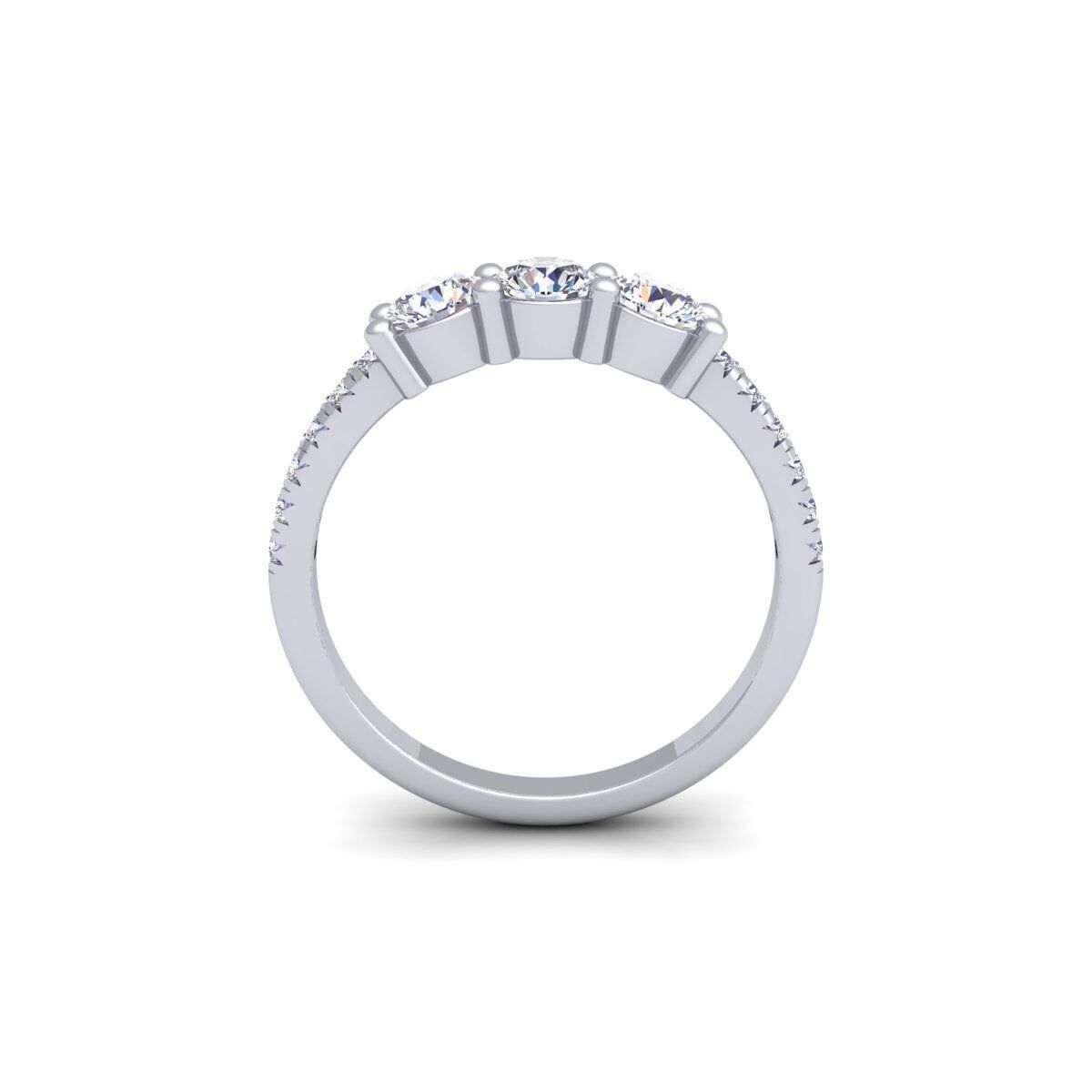 3 Stone Diamond with shank Stone Ring 3d Model and Render 3D print model_5