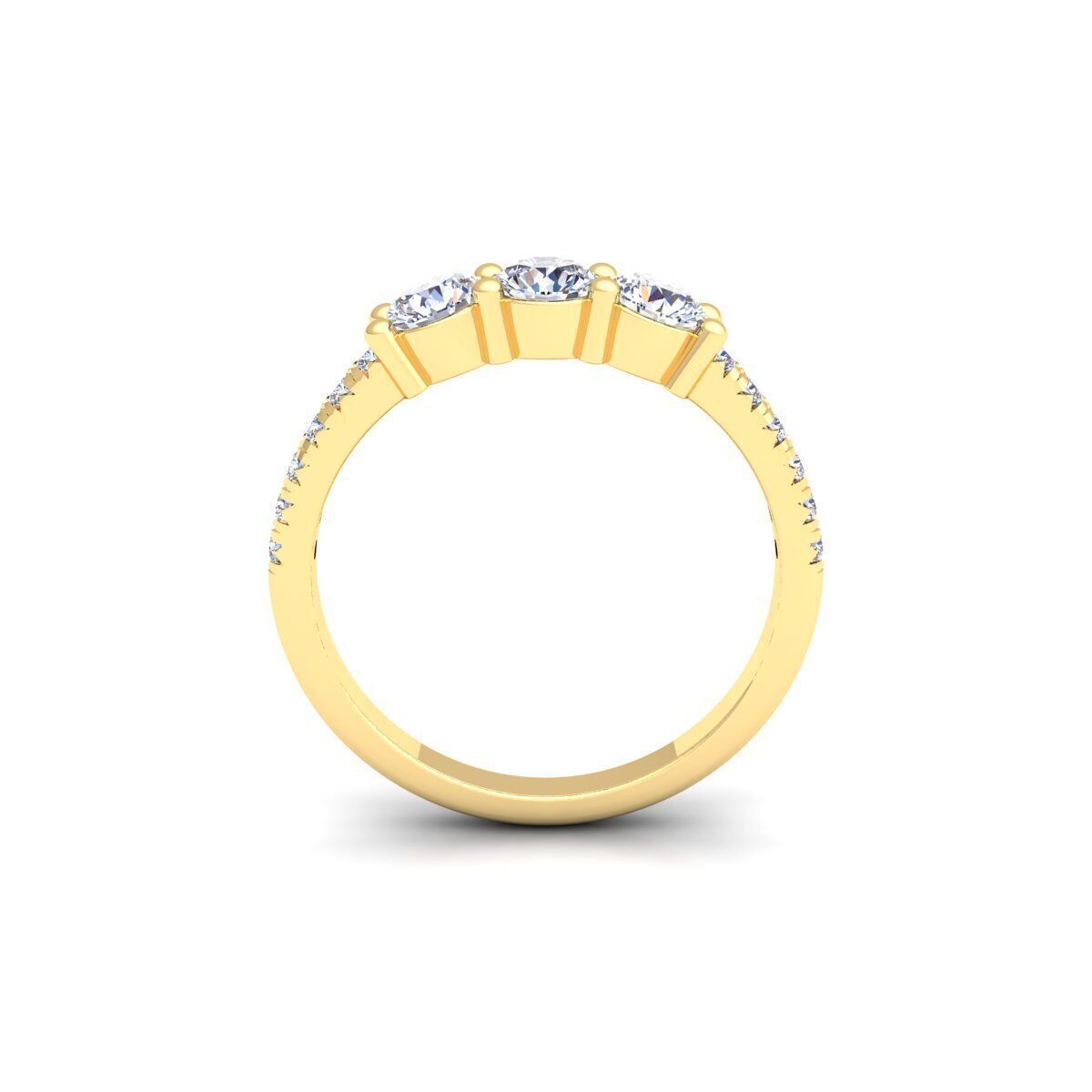 3 Stone Diamond with shank Stone Ring 3d Model and Render 3D print model_3