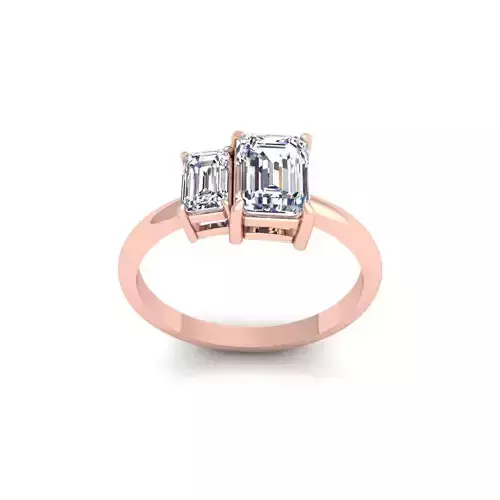 2 Stone Open Diamond Ring 3d Model and Render  3D print model