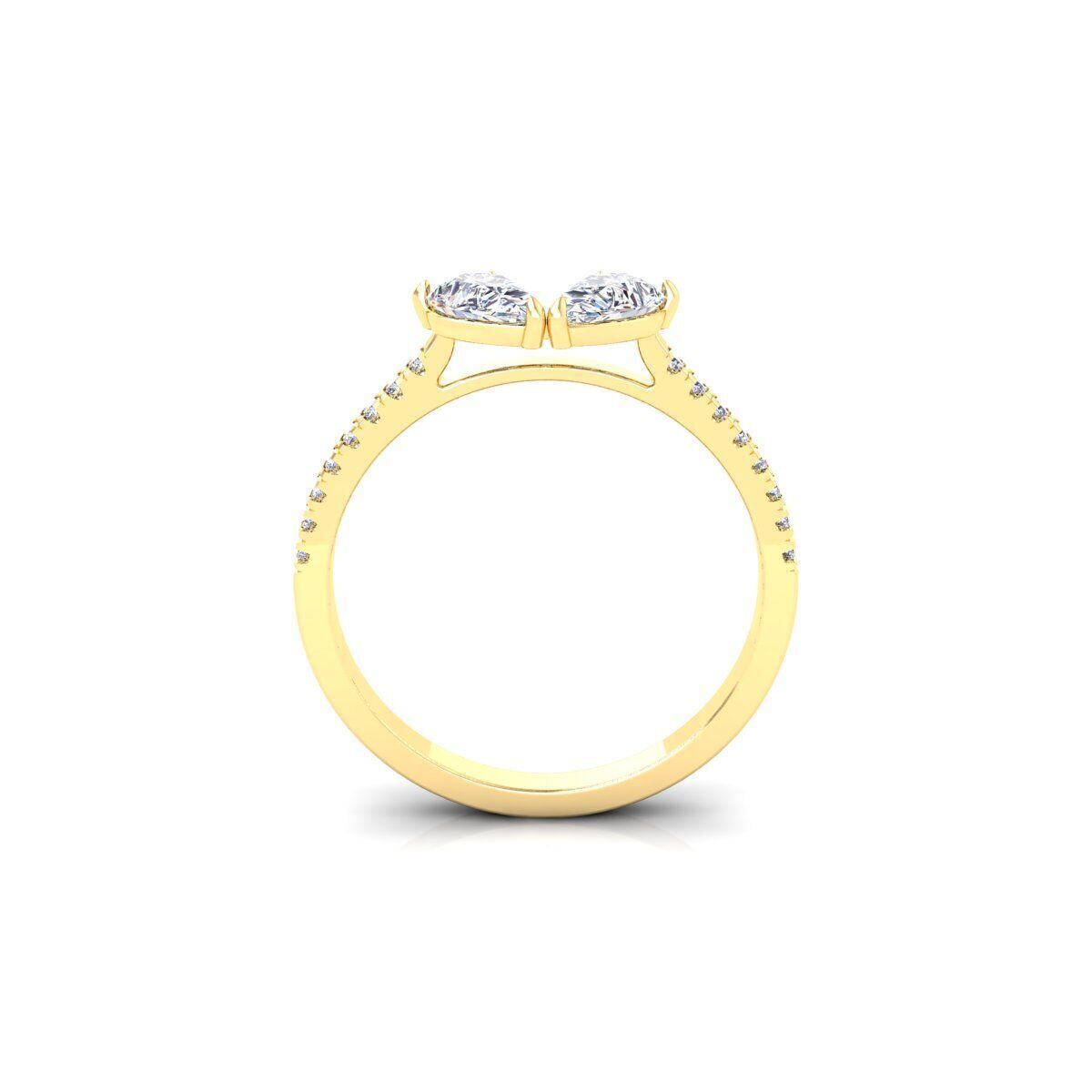 Two Stone Open Ring 3d Model and Render  3D print model_3