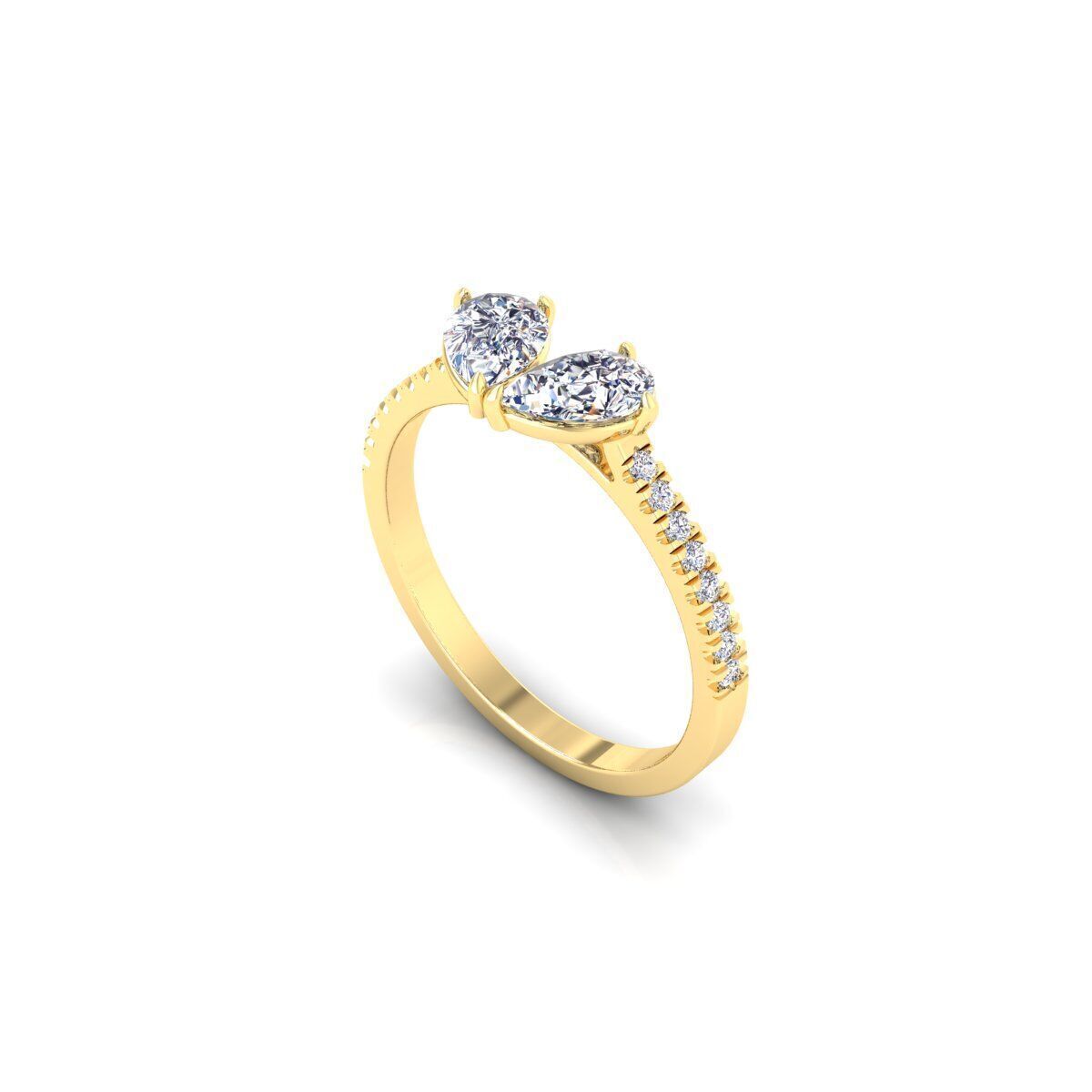 Two Stone Open Ring 3d Model and Render  3D print model_9