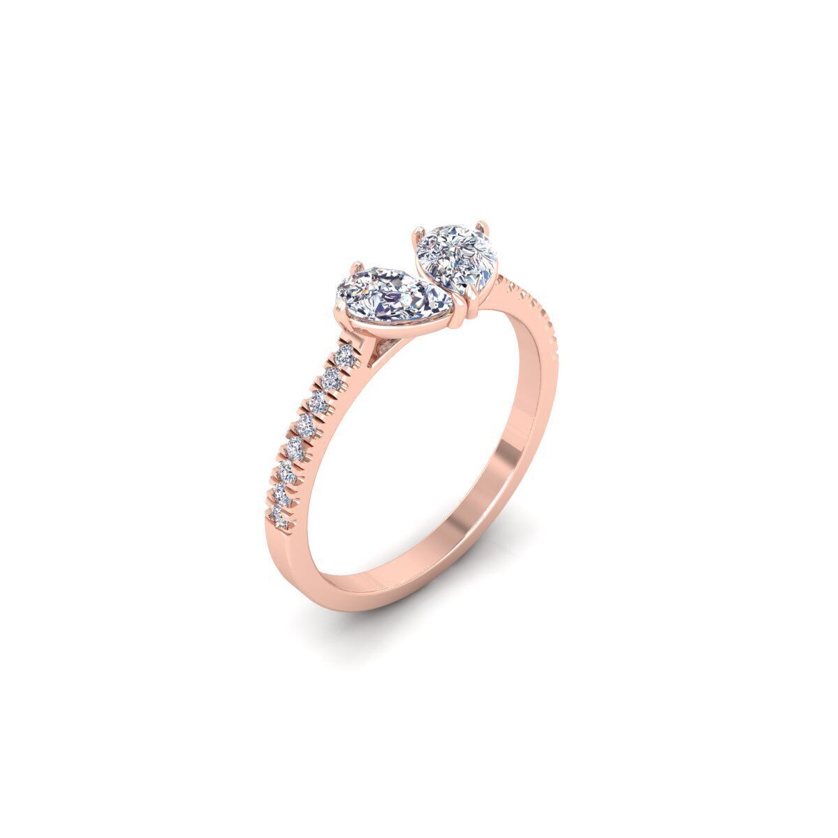 Two Stone Open Ring 3d Model and Render  3D print model_7