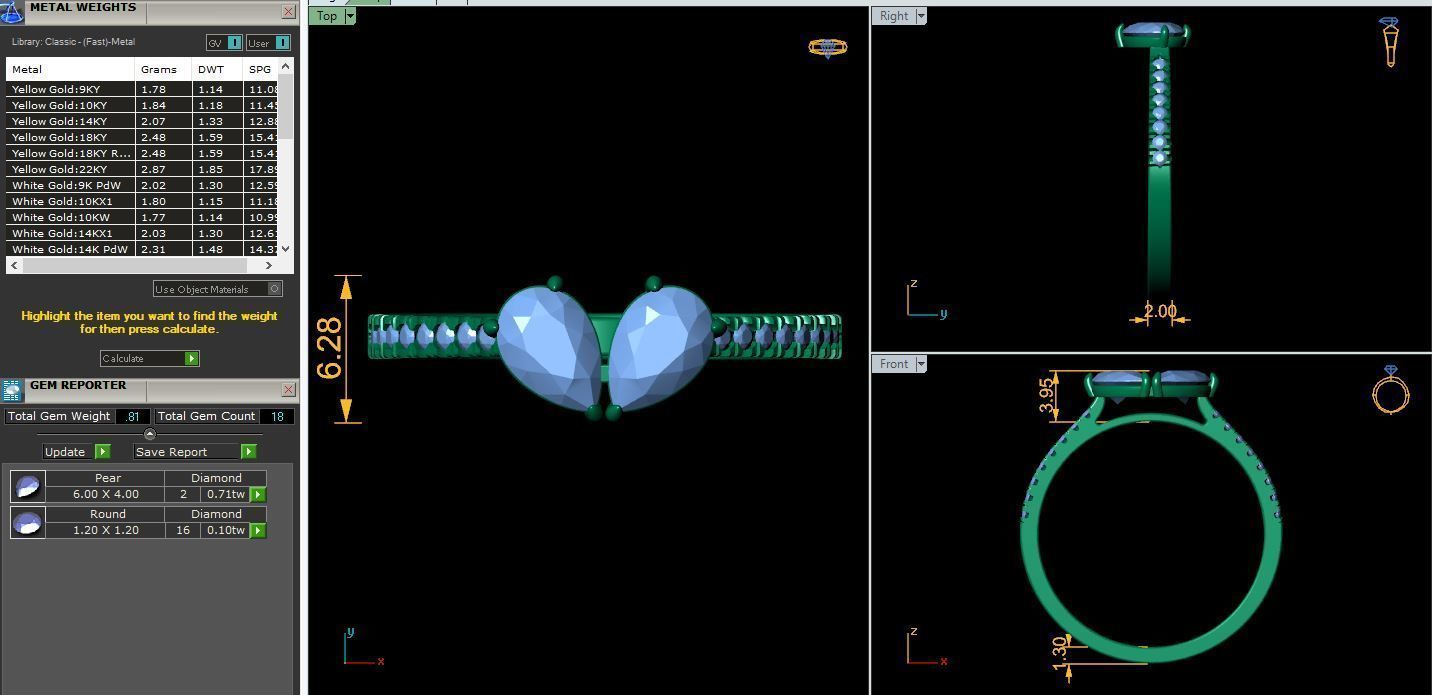 Two Stone Open Ring 3d Model and Render  3D print model_12