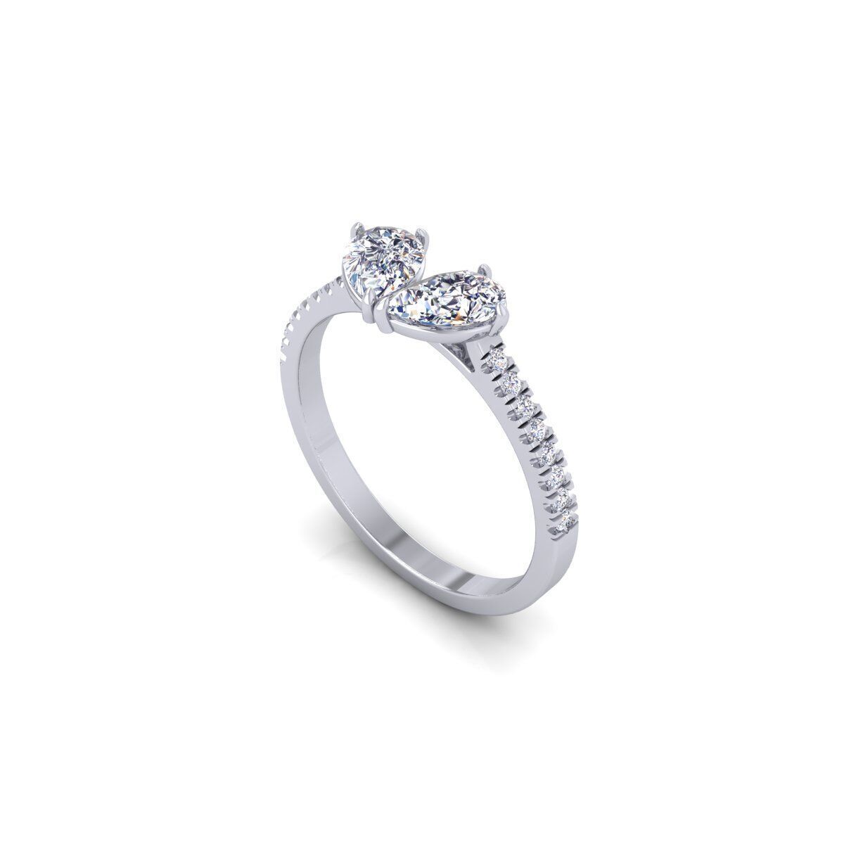 Two Stone Open Ring 3d Model and Render  3D print model_11