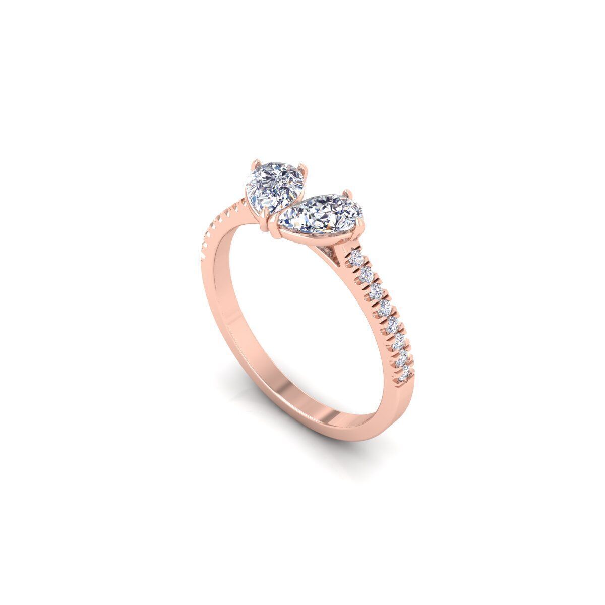 Two Stone Open Ring 3d Model and Render  3D print model_10