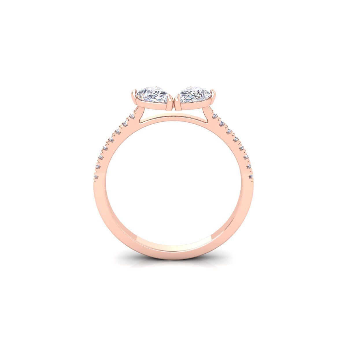 Two Stone Open Ring 3d Model and Render  3D print model_4