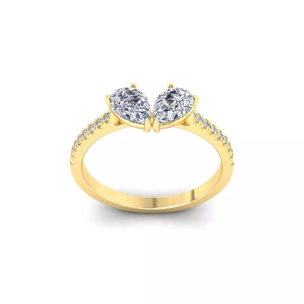 Two Stone Open Ring 3d Model and Render  3D print model_0