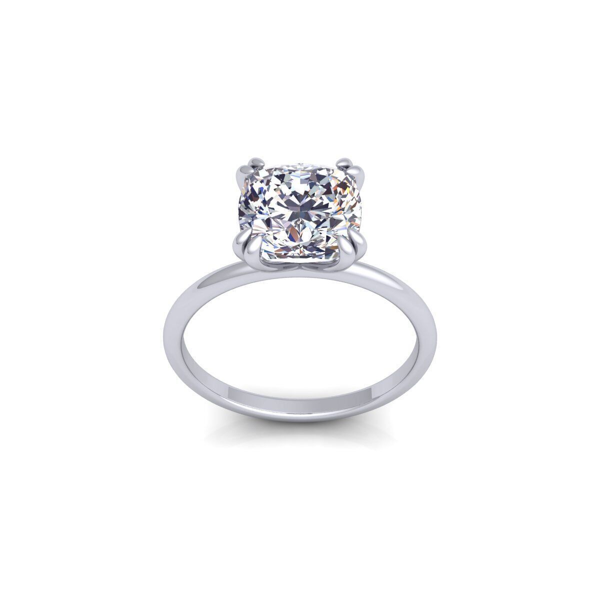 Cushion Solitaire Diamond Ring 3d Model and Render 3D print model_2