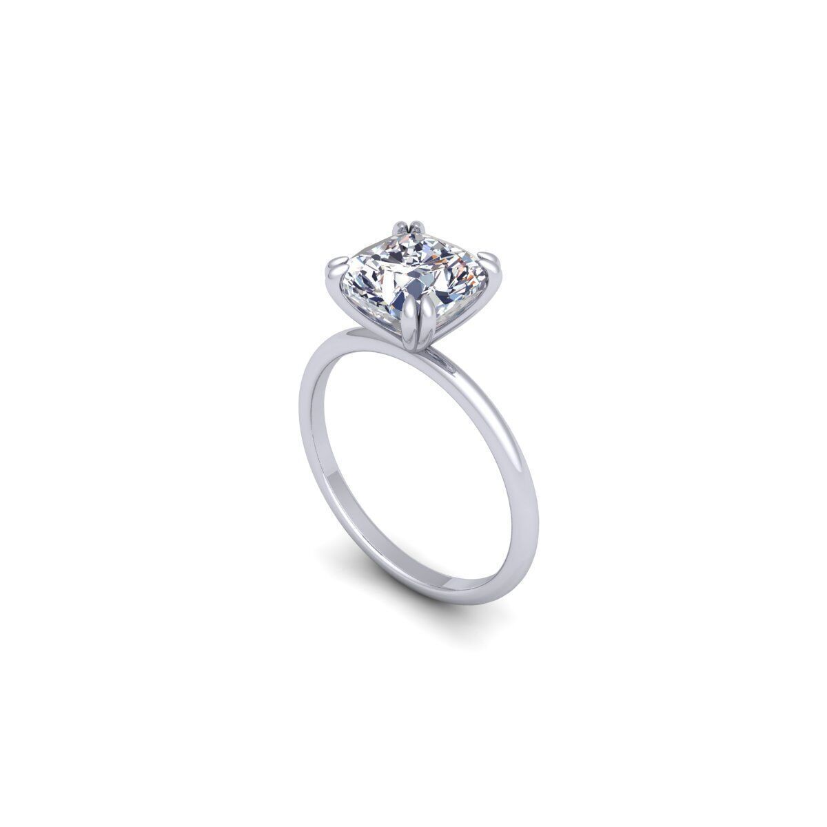 Cushion Solitaire Diamond Ring 3d Model and Render 3D print model_11
