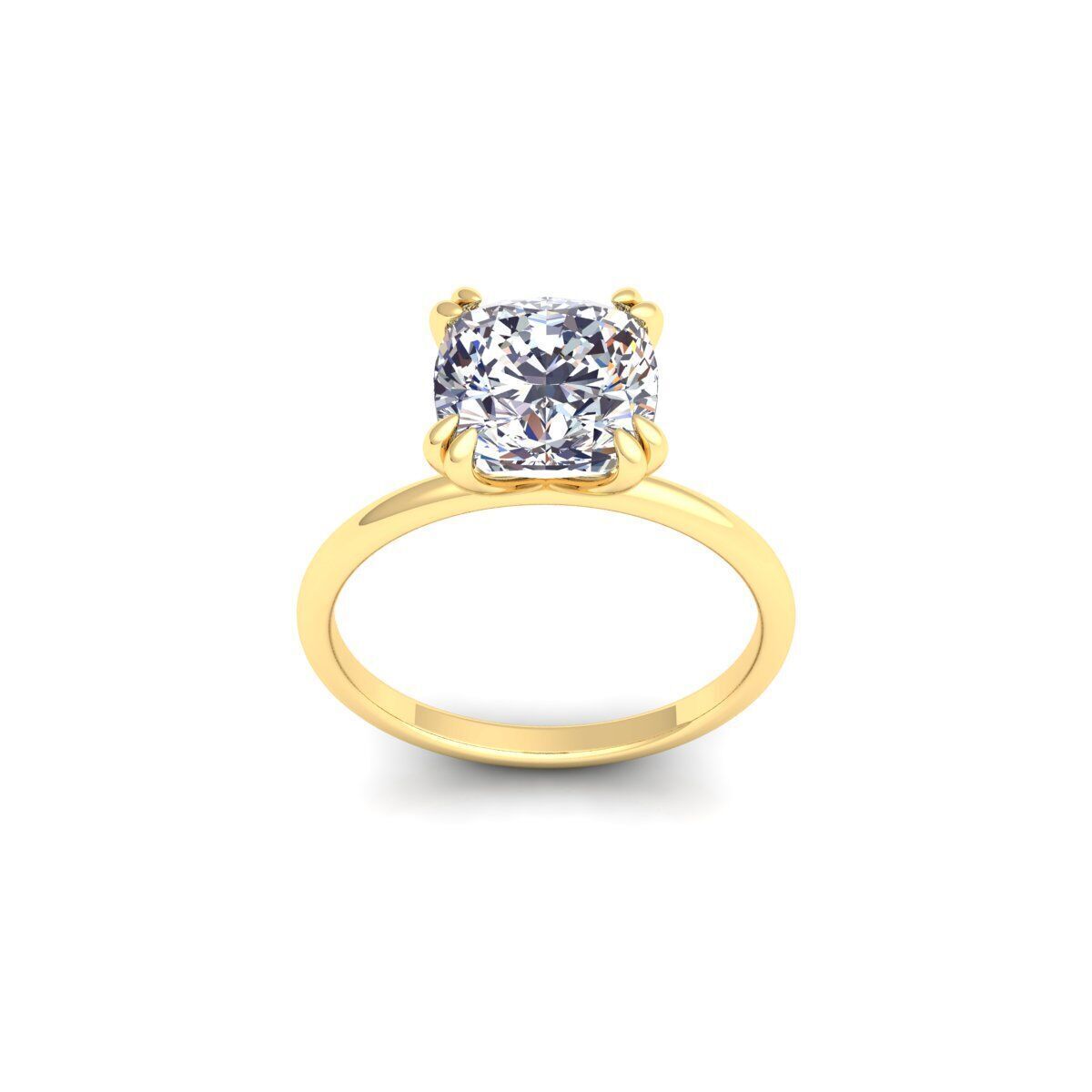 Cushion Solitaire Diamond Ring 3d Model and Render 3D print model_1
