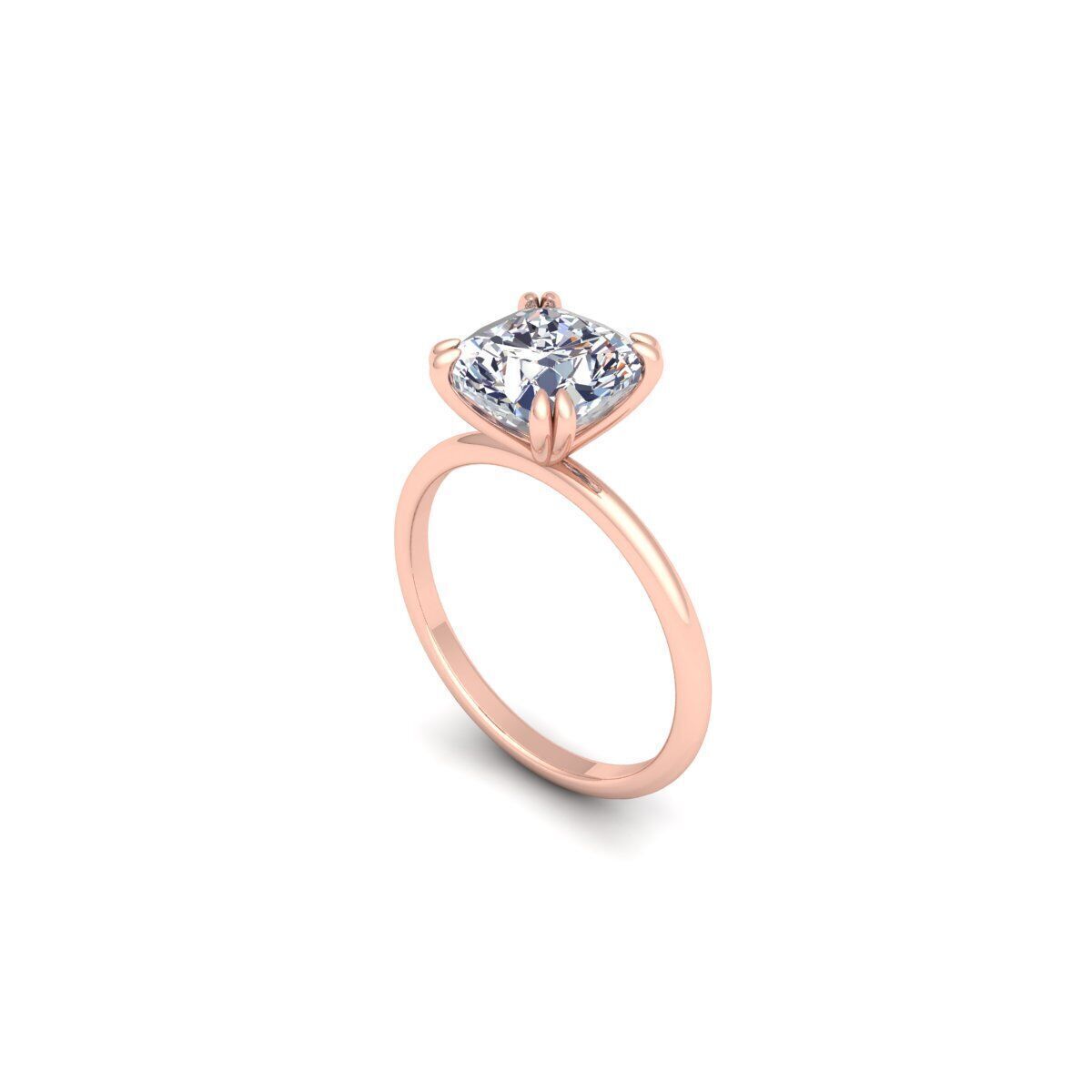 Cushion Solitaire Diamond Ring 3d Model and Render 3D print model_10