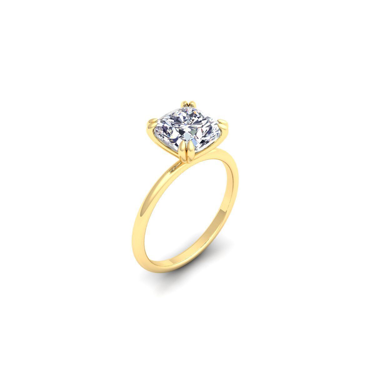 Cushion Solitaire Diamond Ring 3d Model and Render 3D print model_6