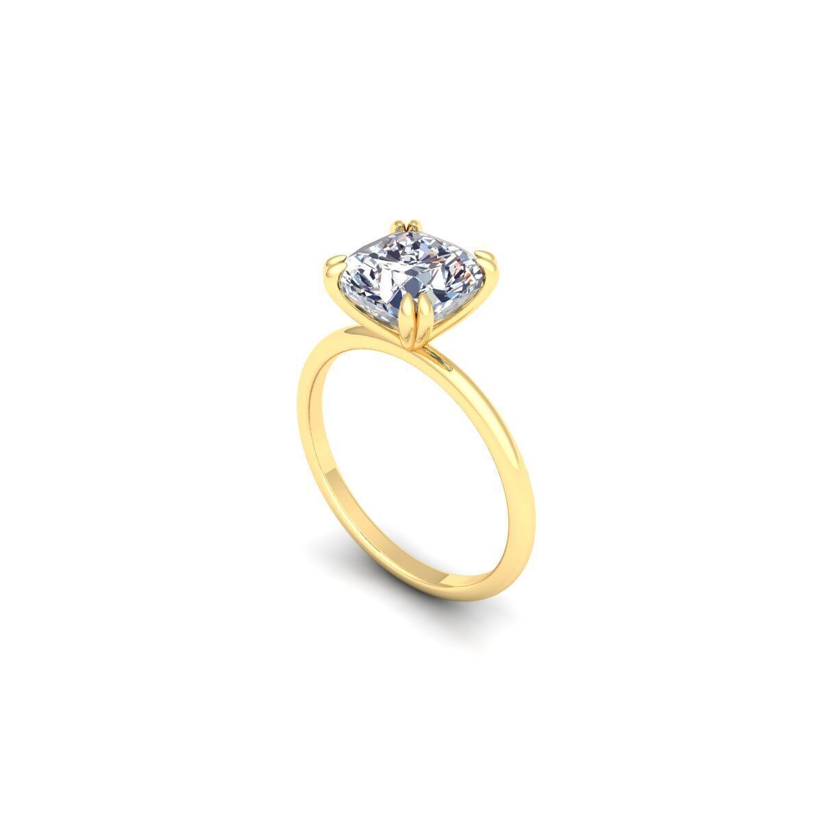 Cushion Solitaire Diamond Ring 3d Model and Render 3D print model_9