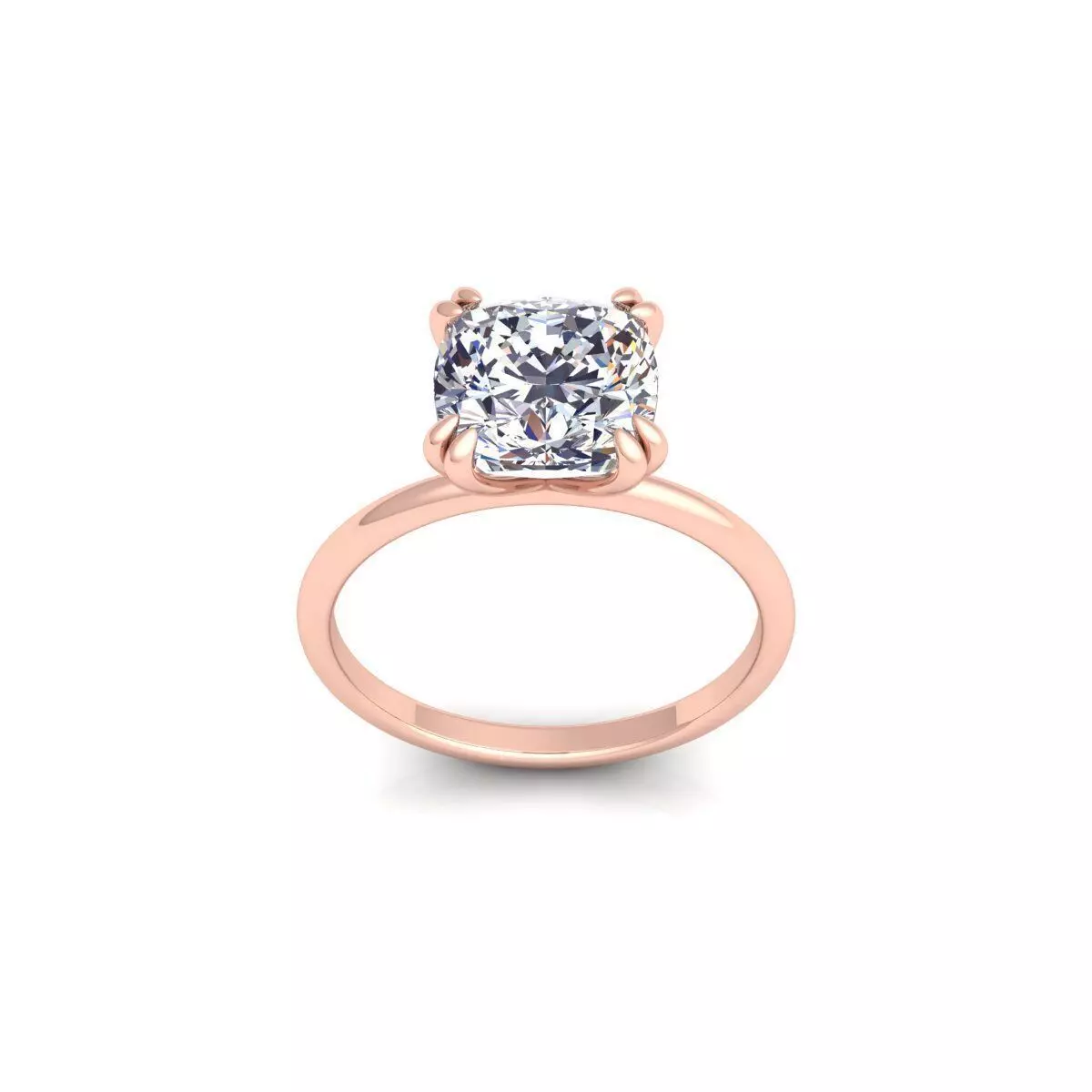Cushion Solitaire Diamond Ring 3d Model and Render 3D print model_0