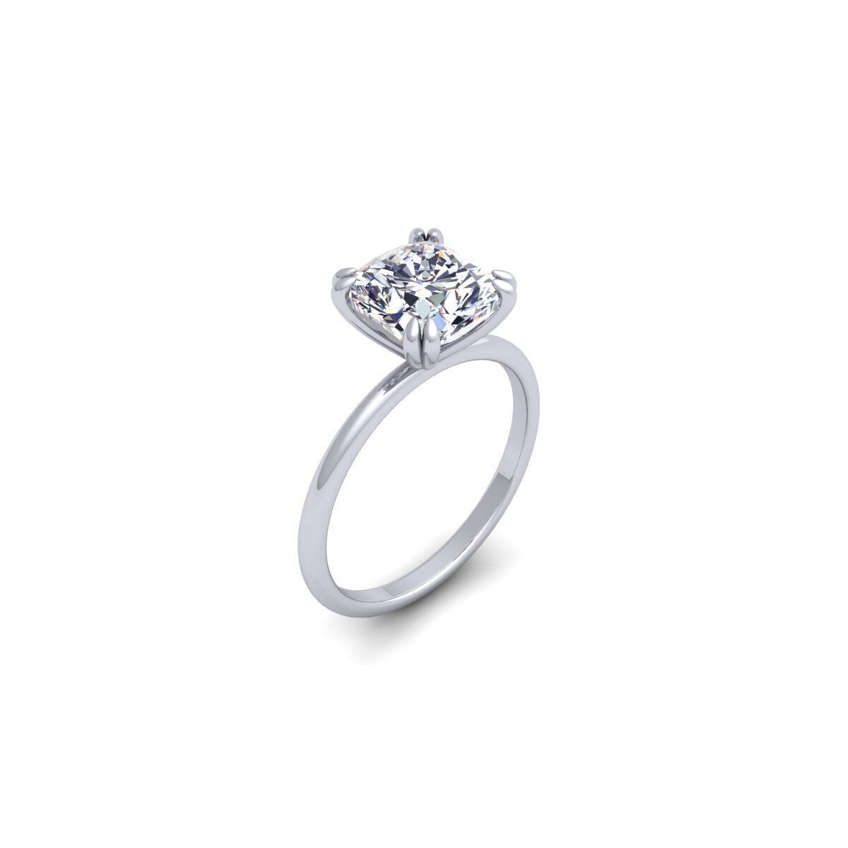 Cushion Solitaire Diamond Ring 3d Model and Render 3D print model_8