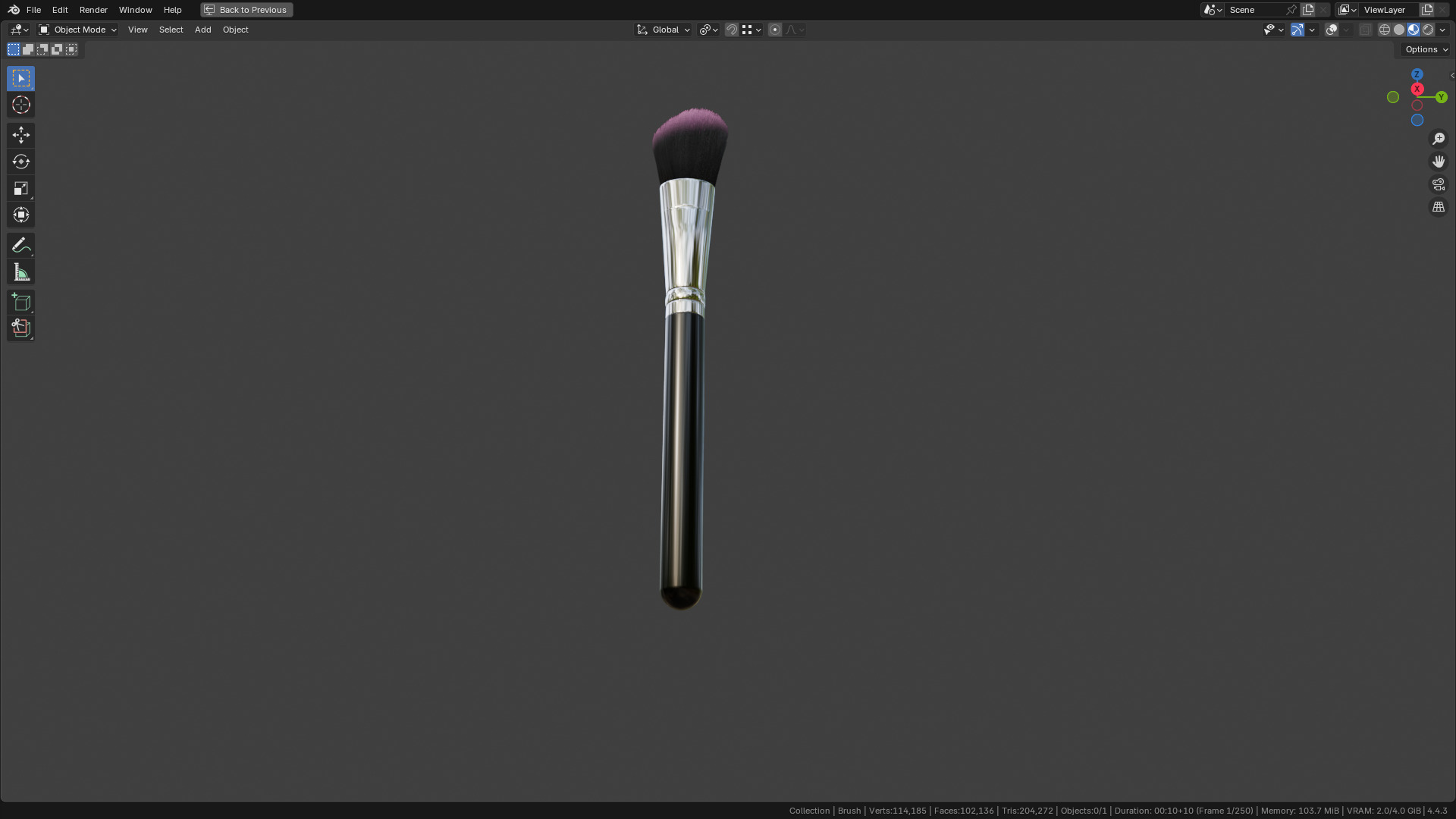 Make Up Brush PBR 23 3D model_3