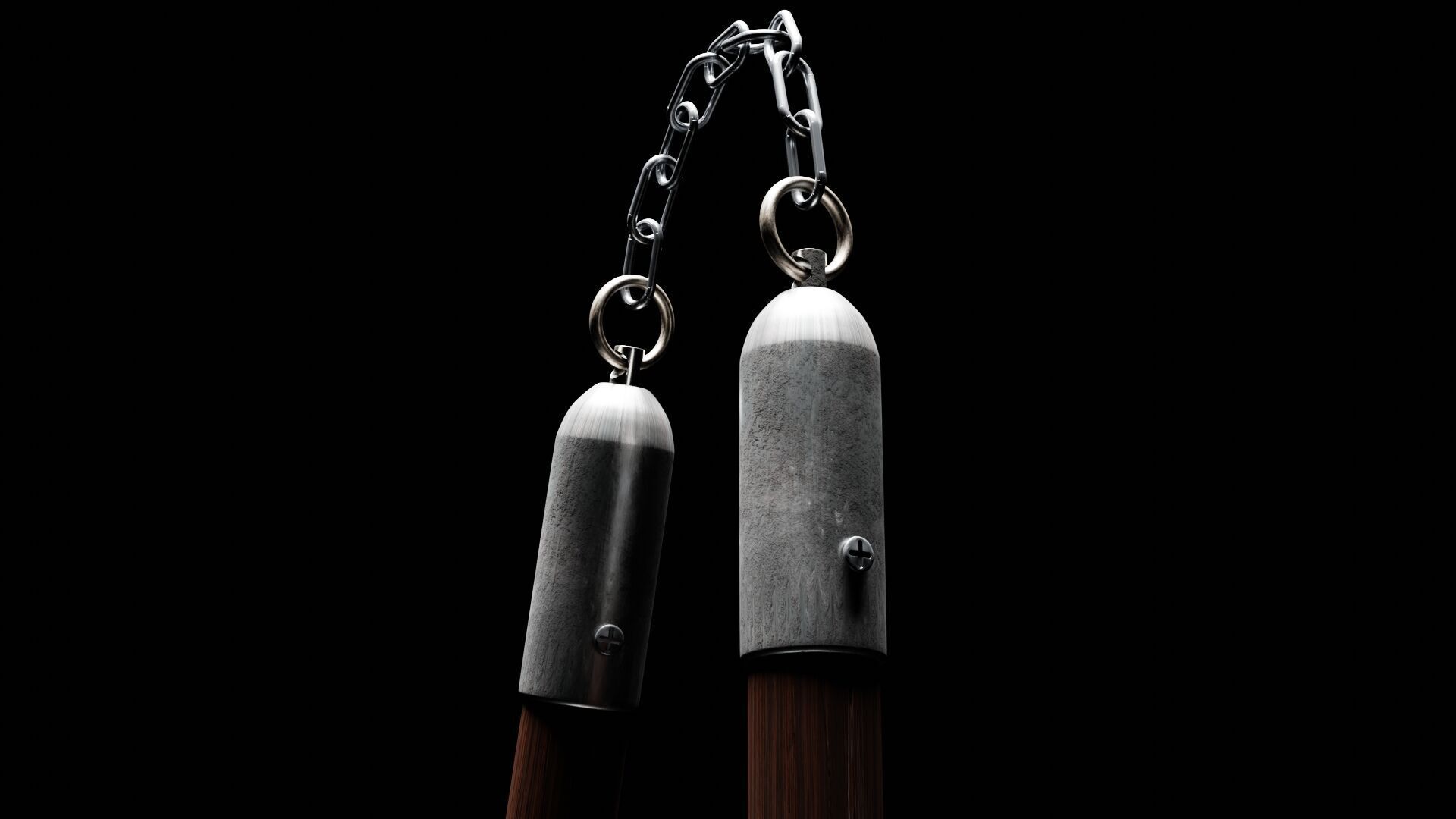 Realistic Wooden Nunchaku 3D Model 3D model_1