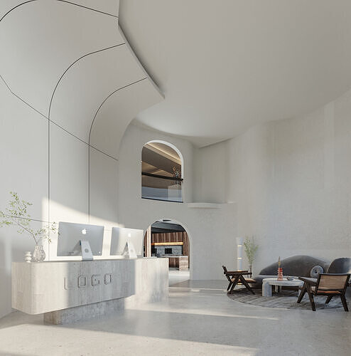 Office reception lobby interior scene 3D model