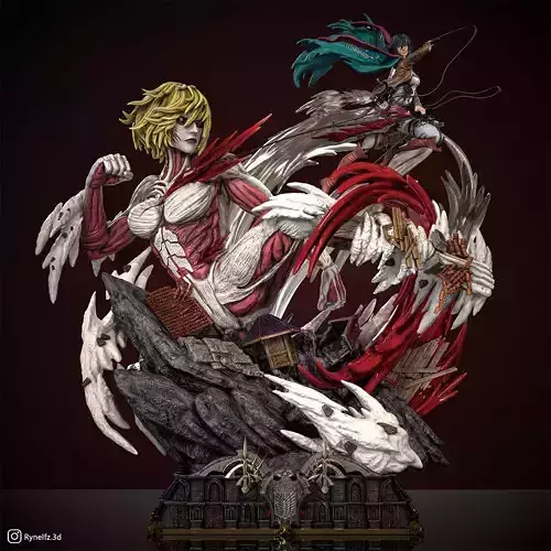 Mikasa vs Female Titan 3D Print Model