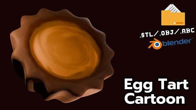 Egg Tart Food Cartoon 3D model