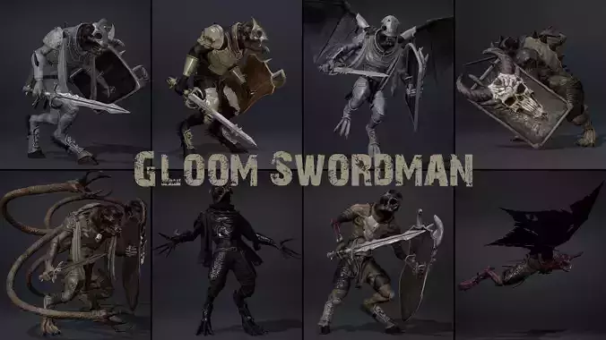 Gloom Swordman Low-poly 3D model