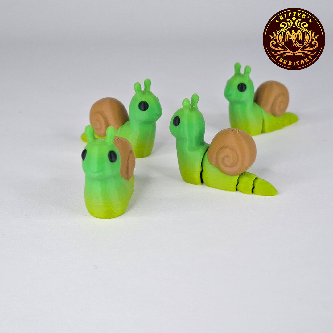 Flexi Mini Snail No support Print in Place Articulated 3D print model_2