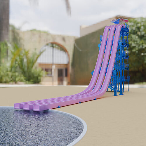 Free Fall Water Slide 3D model