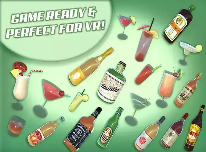 Booze Heaven Pack Low-poly 3D model